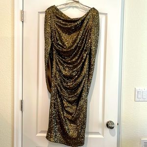 Nicole Miller Gold Cape Dress